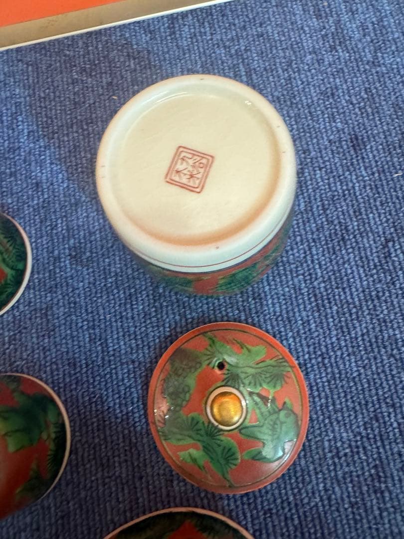 1899 九谷焼 木米 茶器セット　宝瓶1客　湯冷し1客　湯呑5客　未使用