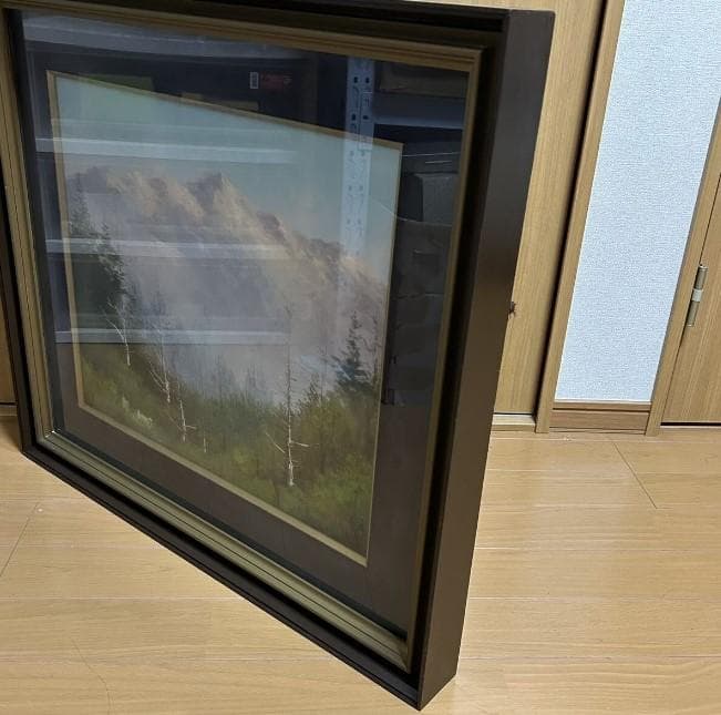 穂高連峰 英樹? ？樹？ 油彩画　油絵　額装　風景画　真作 インテリア