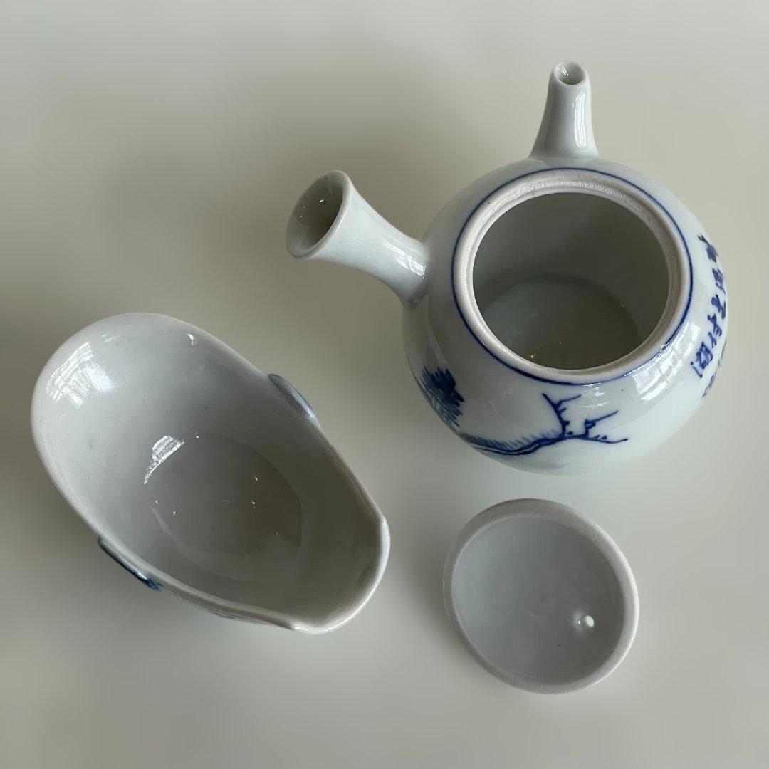 京焼 高橋 道八 華中亭 四代目 煎茶 急須 セット 染付 山水 茶道具 美品