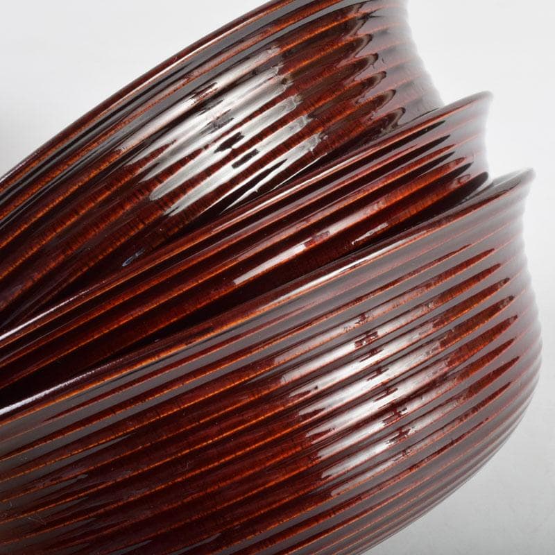 和食器　茶懐石　岡本漆専堂造　溜塗　呂久呂目鉢　五客　共箱　V　8935