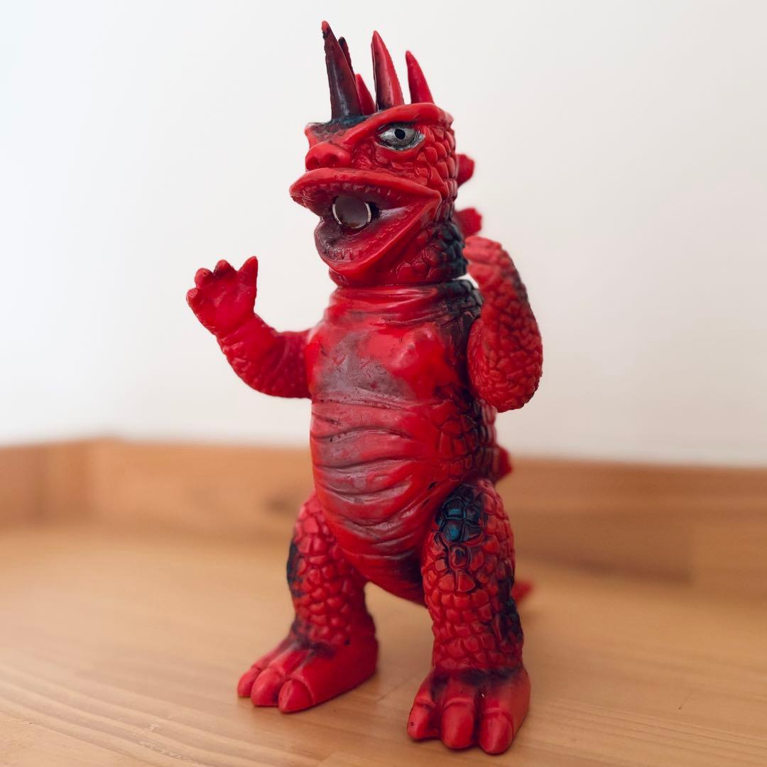 【無版権】六本角 火吹き怪獣 ソフビ 当時物