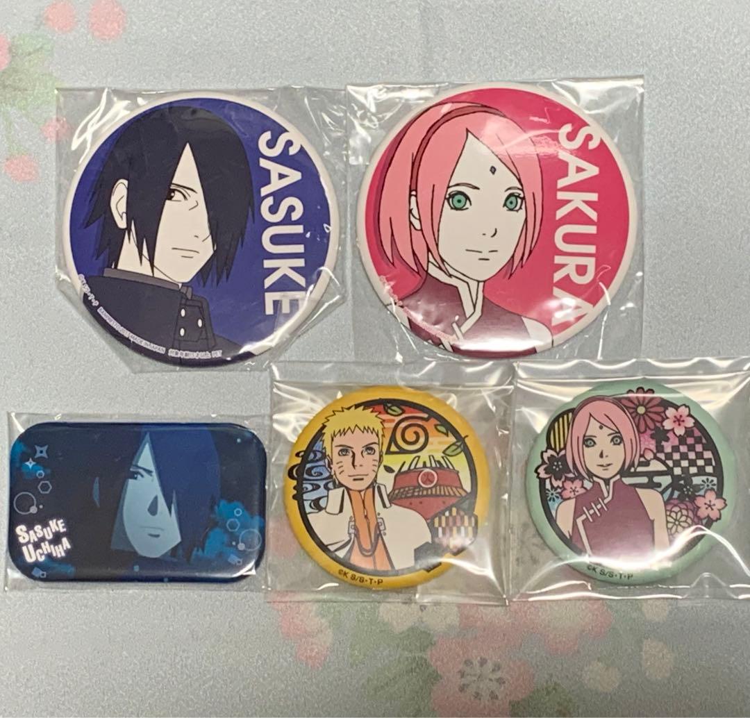 NARUTO BORUTO プライズ 和紙 缶バッジ ナルト、サスケ、サクラ