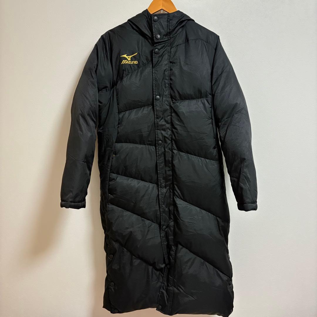 ★美品★ MIZUNO ミズノ ダウンコート ベンチコート ブラック 刺繍 L