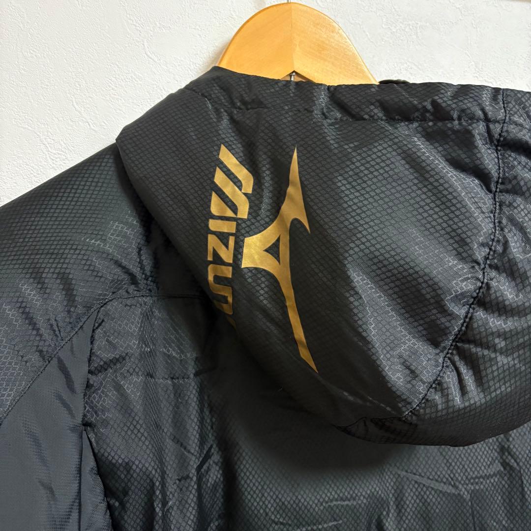 ★美品★ MIZUNO ミズノ ダウンコート ベンチコート ブラック 刺繍 L