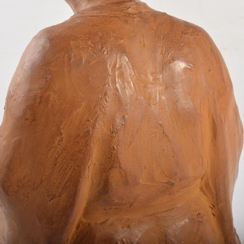 常滑焼　片岡静観造　柿本人麻呂（人磨）　人物像　置物　共箱　V　6421A