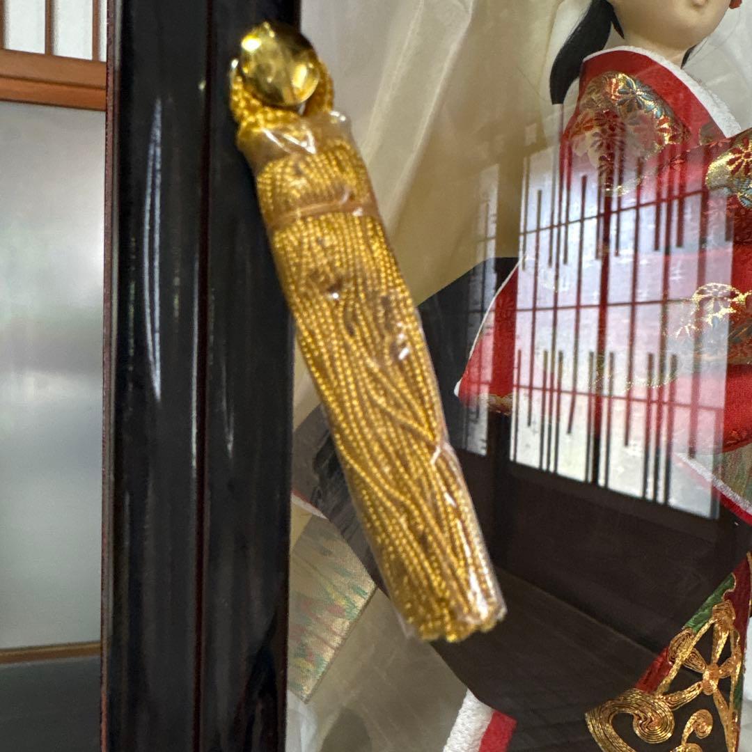 尾山人形 伝統的和服 黒赤