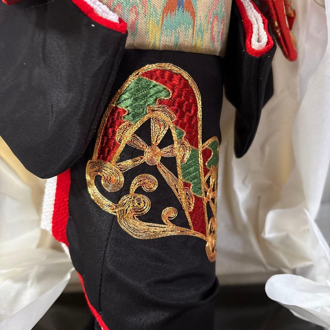 尾山人形 伝統的和服 黒赤