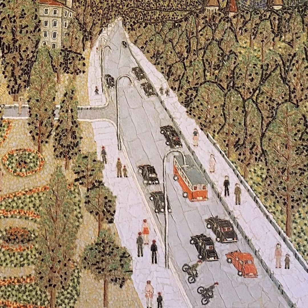 山下清、【スイスの町】、希少な額装用画集より、新品額装付、状態良好