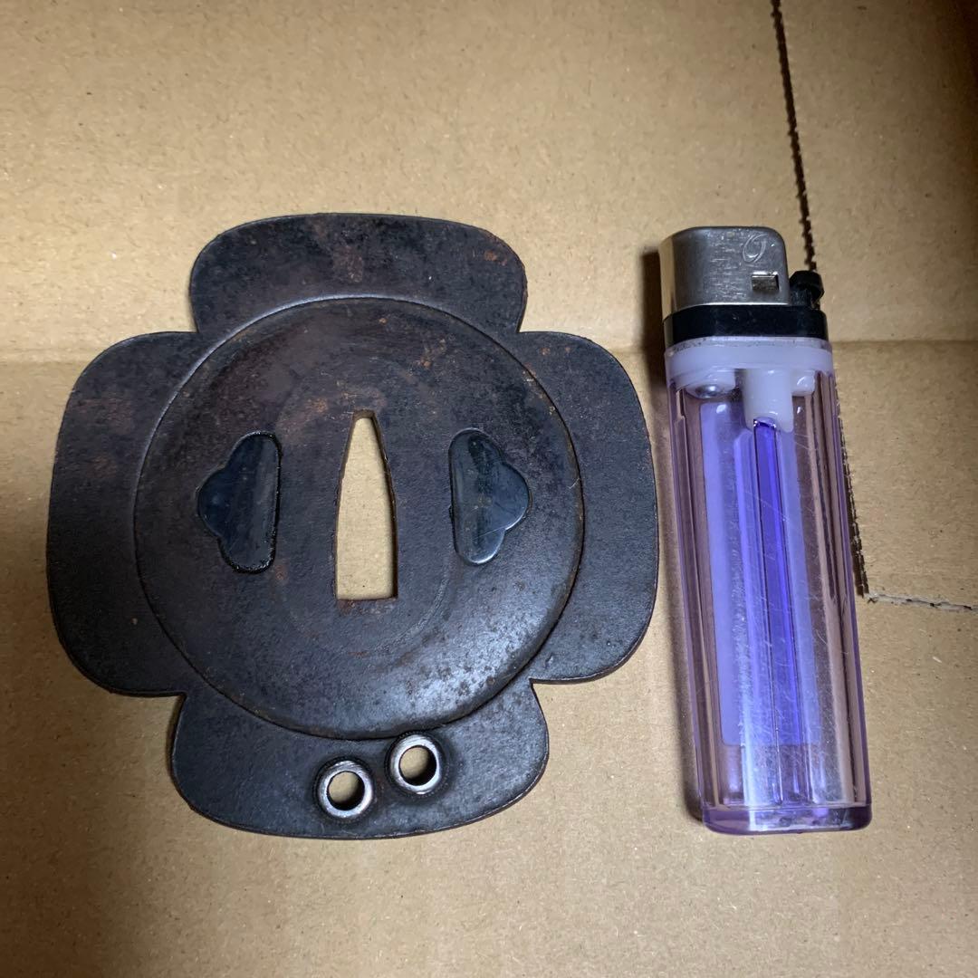 獅*丸様 鉄製 四葉型鍔　刀の鍔　鍔　日本刀　武具