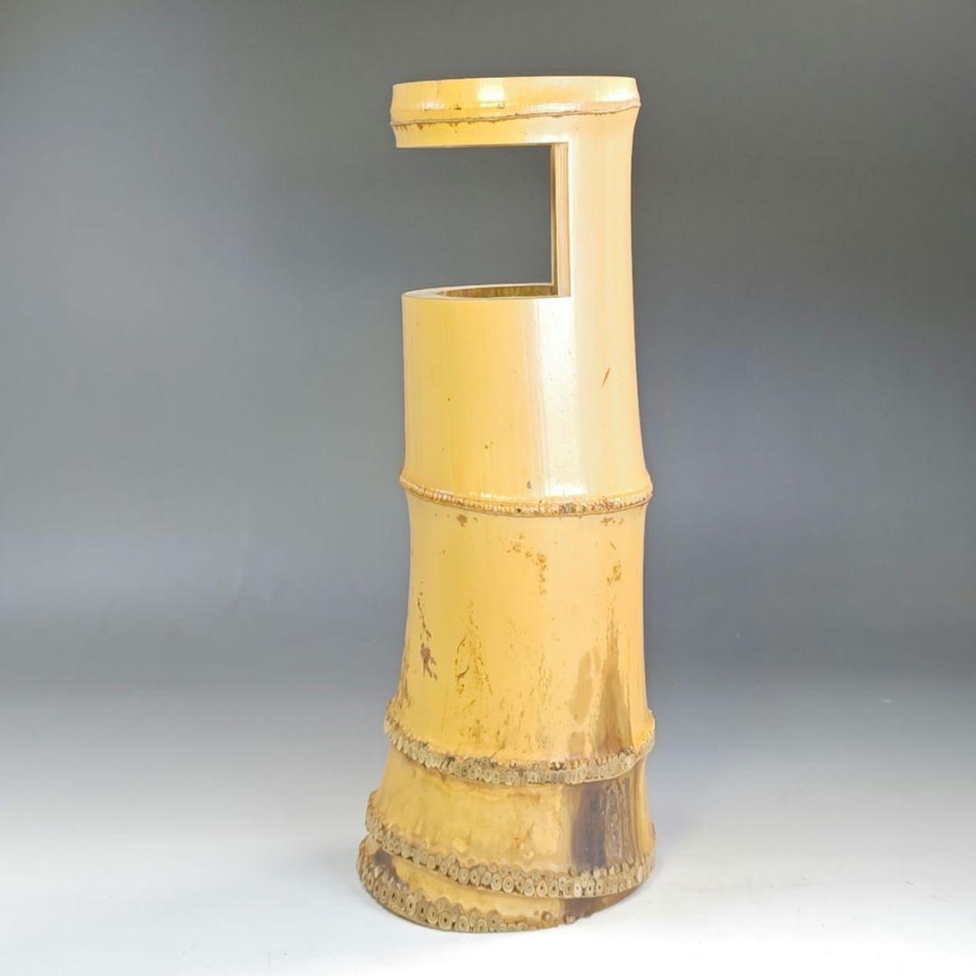 イ848 花入『竹林作』『一重切　竹花入　花器　共箱』茶道具　花瓶