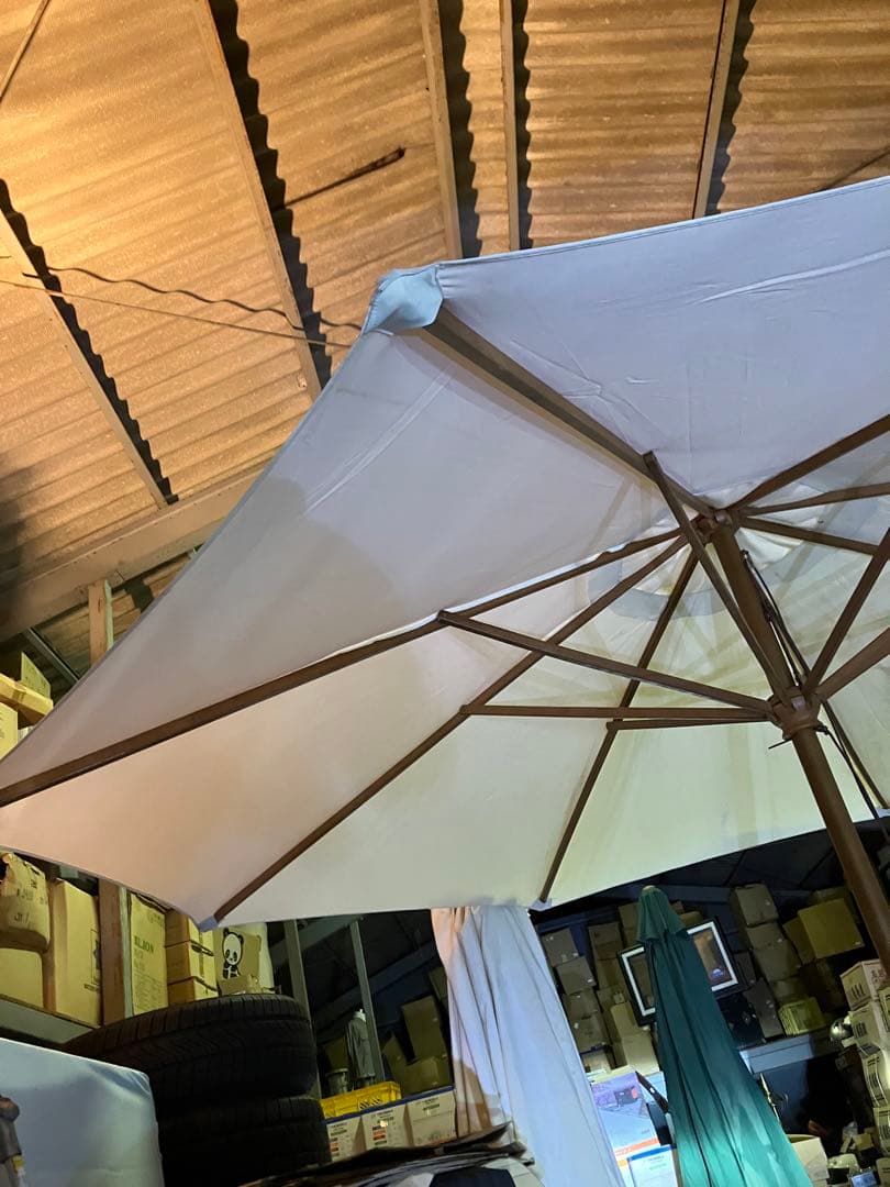 ② 木製パラソル　ホワイト280cm 中古品