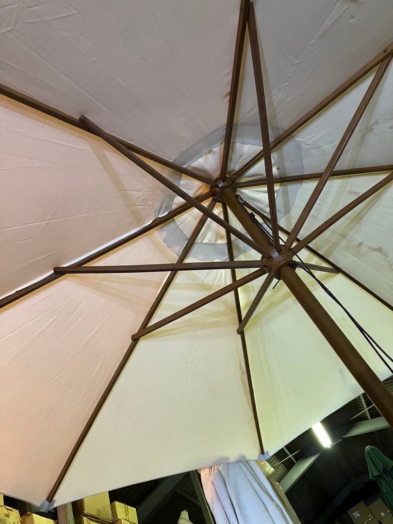 ② 木製パラソル　ホワイト280cm 中古品