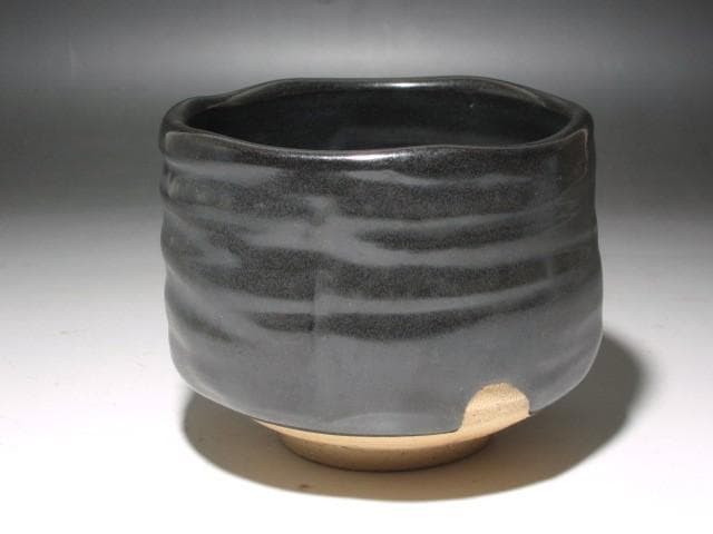 ☆　北大路魯山人　瀬戸黒茶碗☆y474