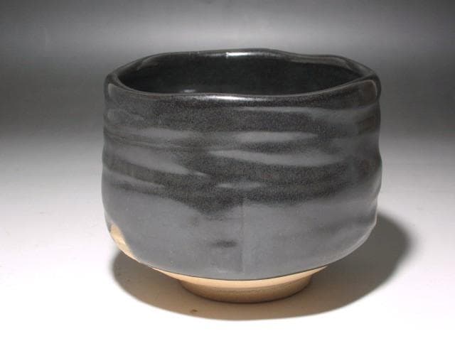 ☆　北大路魯山人　瀬戸黒茶碗☆y474