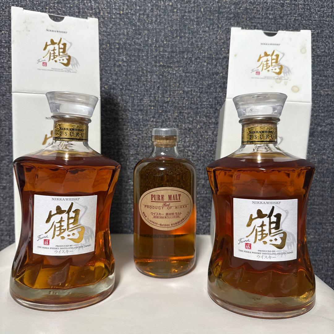 ニッカウヰスキー 鶴700ml 2本セット ピァアモルトレッド　1本お付けして