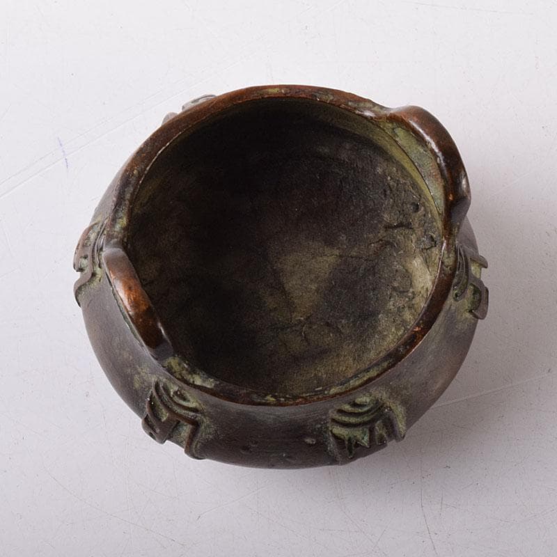 中国　古銅宣徳銅　漢詩刻　沖耳爐　香炉　V R8474