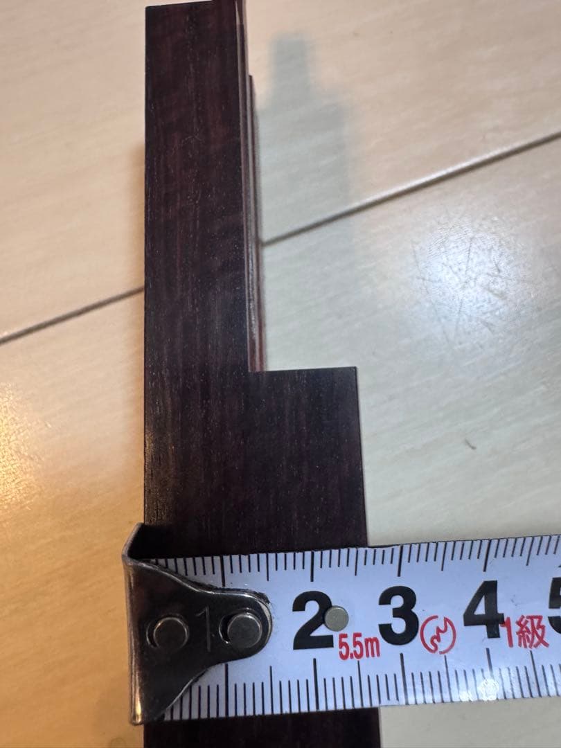 民謡三味線　中棹　紅木　地唄　二本溝　片面皮やぶれあり