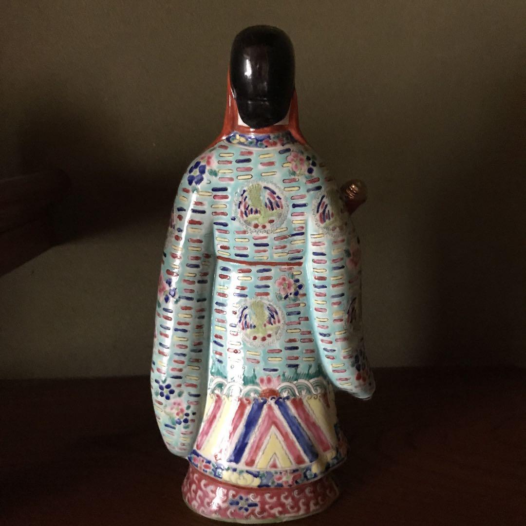 縁起物　福禄寿　彫刻人形　中国古美術　三開仏、幸福・財産・長寿を祈る仏様