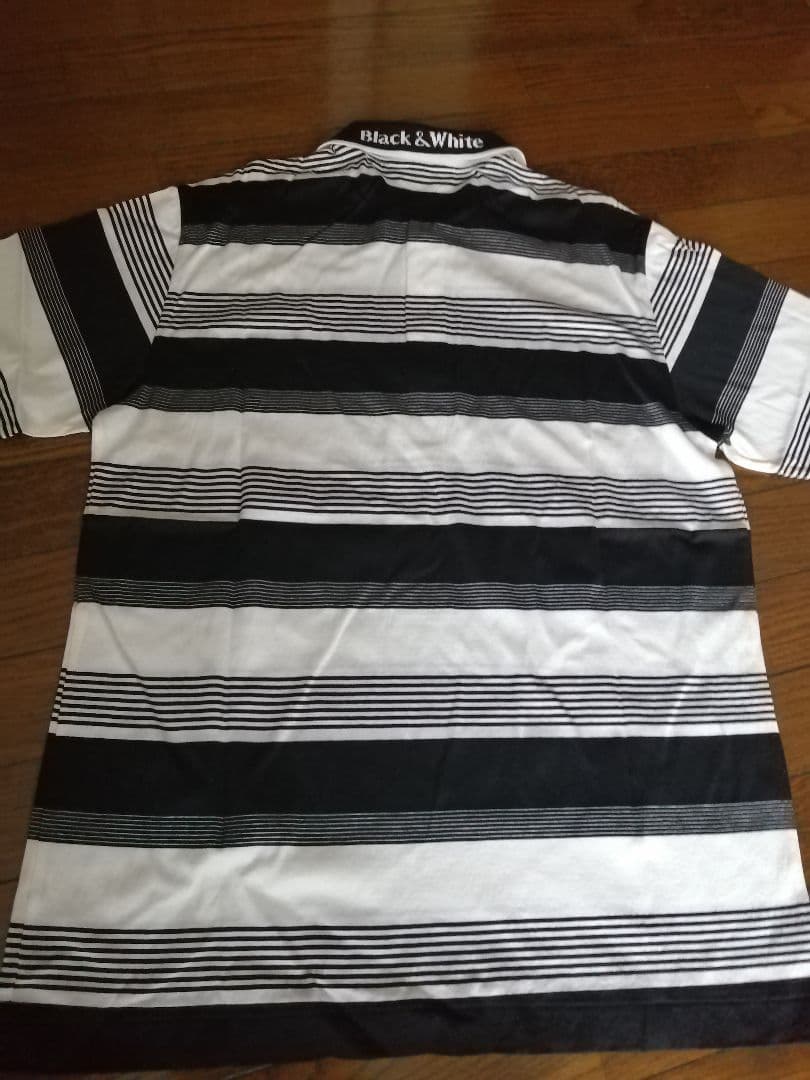 Black & White ストライプ ポロシャツ