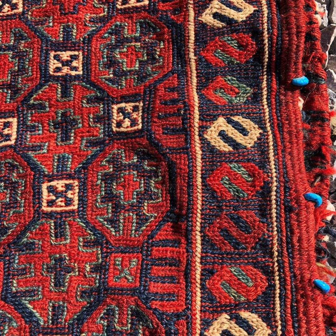 アンティーク クルド系 スマック織 鞍掛袋を開いたランナー 手織りトライバルラグ