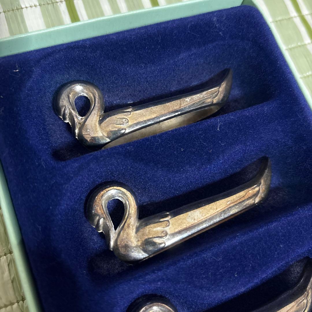 フランス　スワン　白鳥　カトラリーレスト　シルバープレート　6個セット