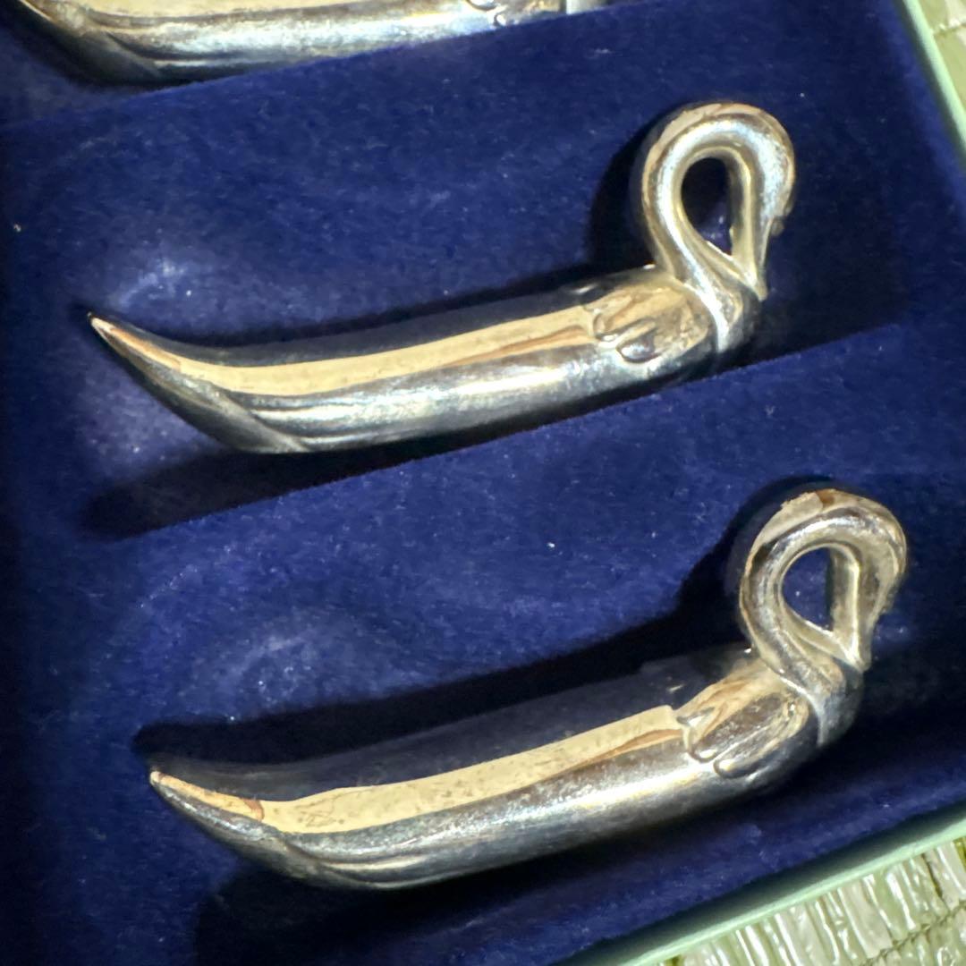 フランス　スワン　白鳥　カトラリーレスト　シルバープレート　6個セット