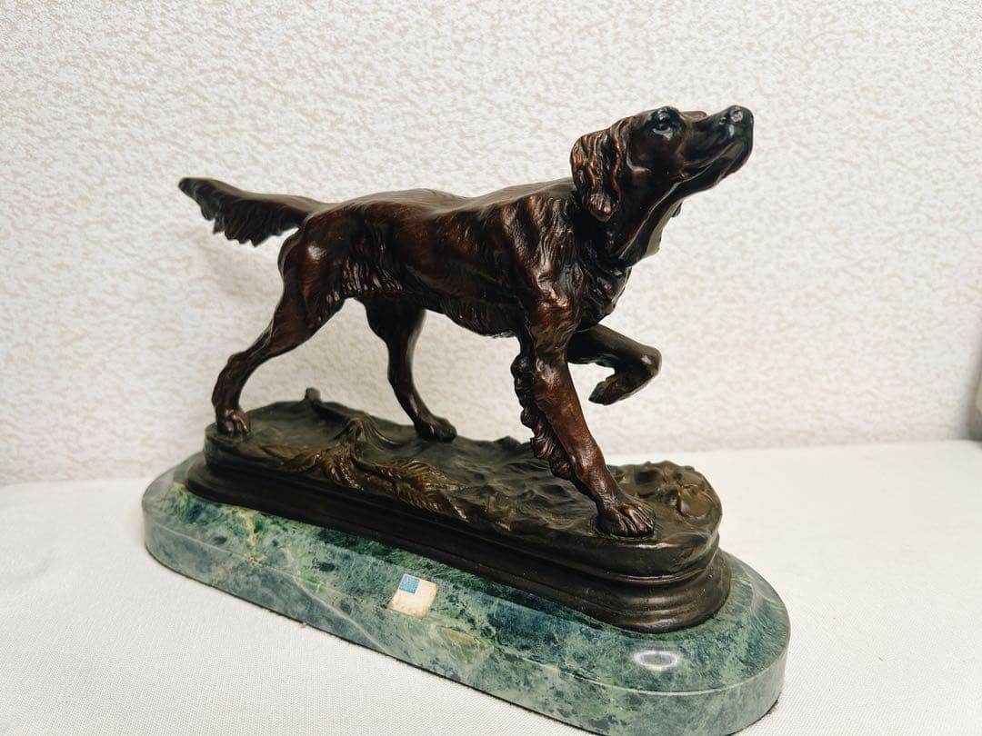 ジュール・モワニエ Hunting Dog on Pointブロンズ彫刻　犬
