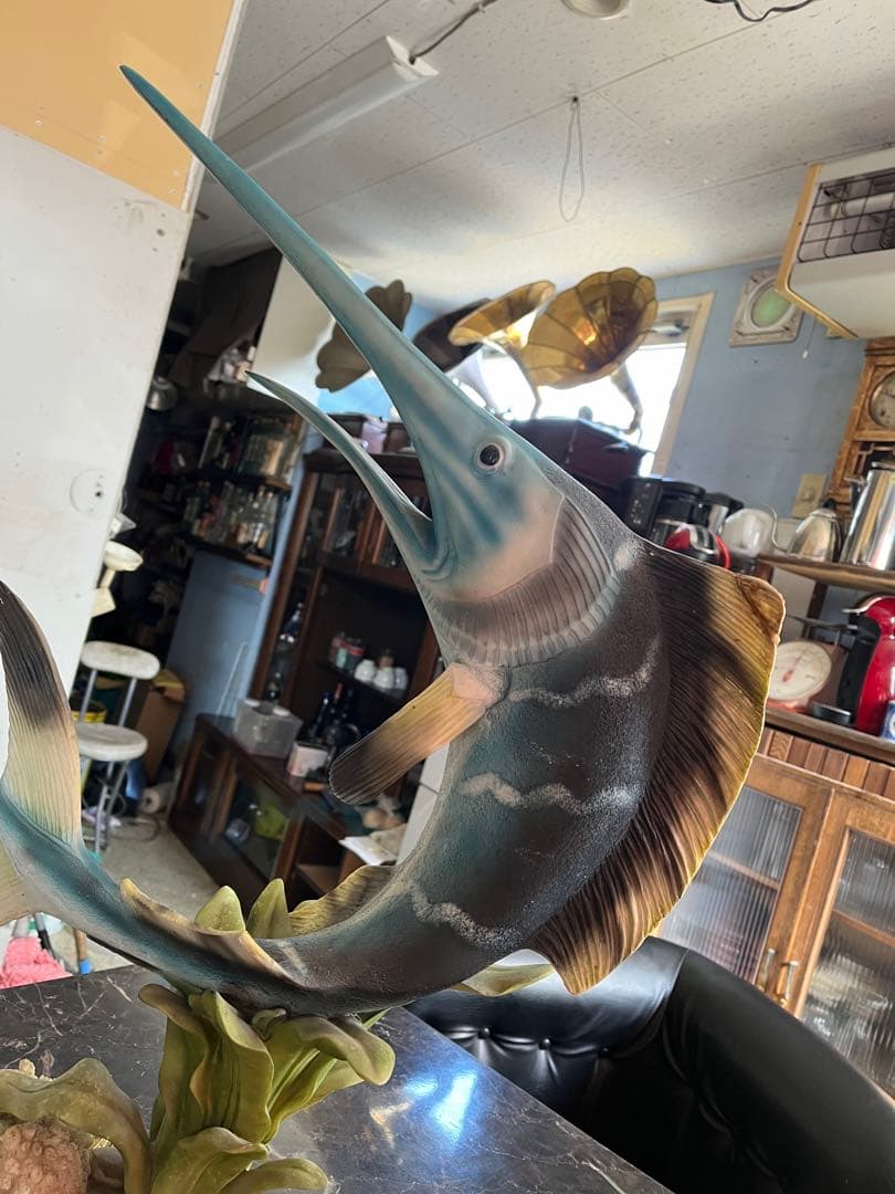 カジキマグロ置き物、イタリア大理石、人工大理石、カジキマグロ飾り、63センチ、