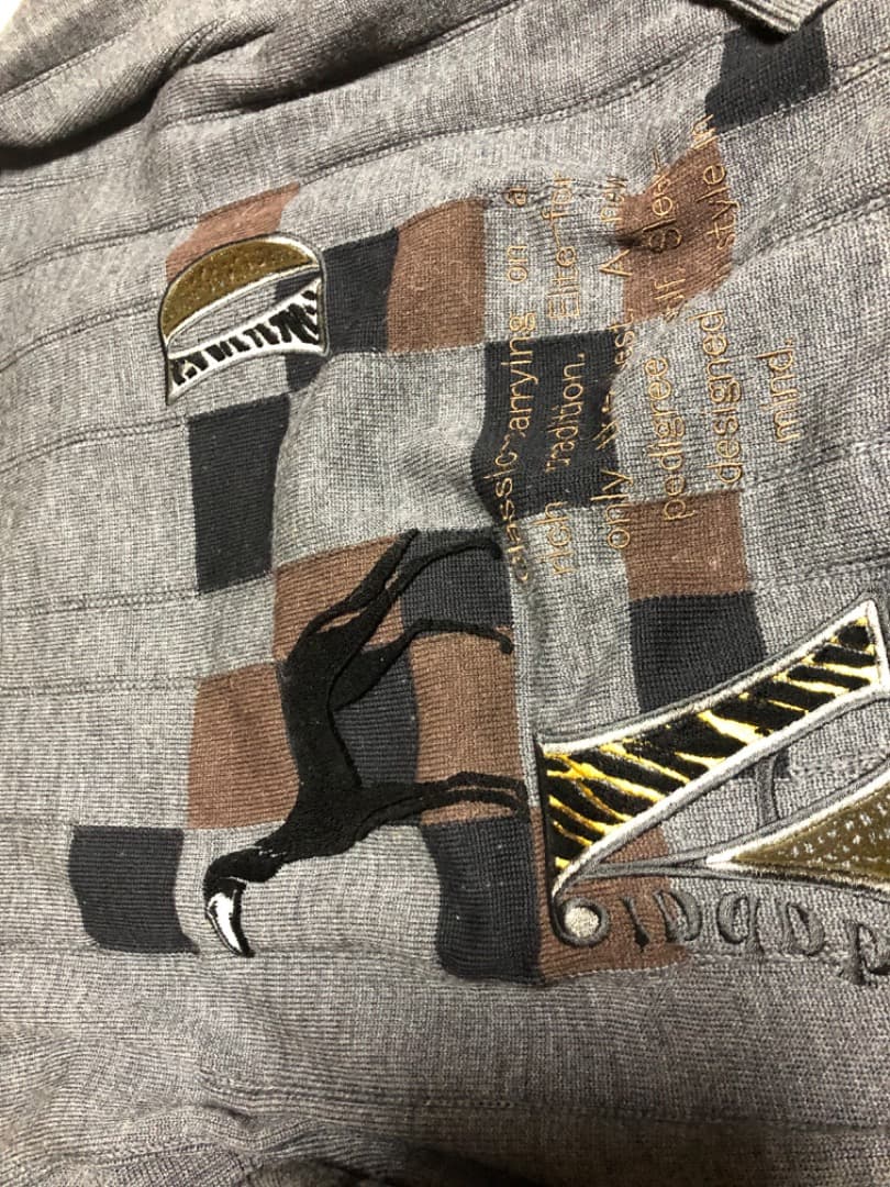 ゴルフにも アダバットセーター IV ダークグレー ベロア刺繍 Lサイズ未使用