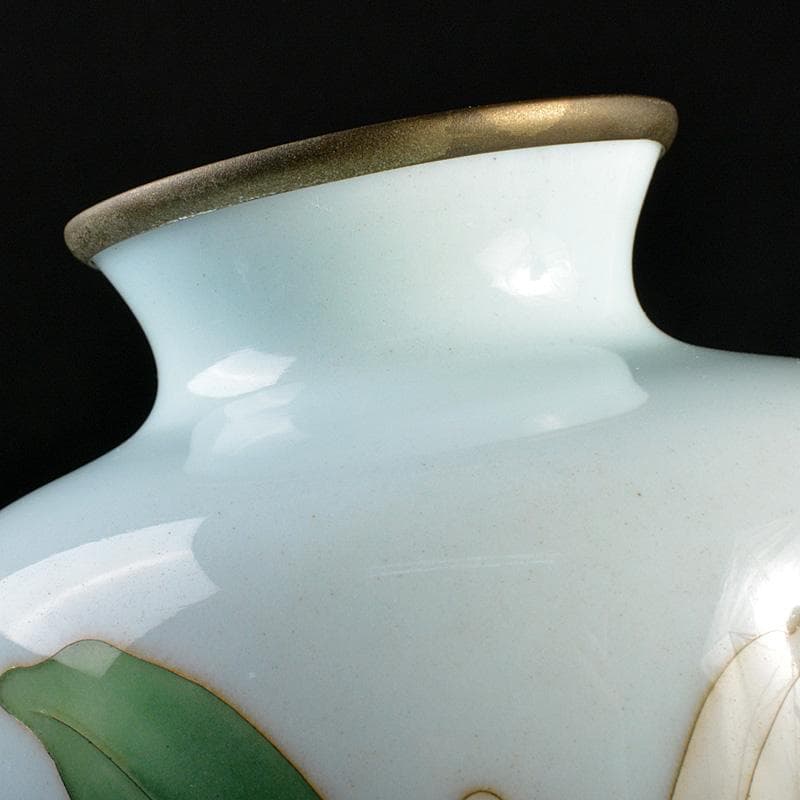 七宝焼　安藤七宝店　百合文　花瓶　唐木台付　C　6287