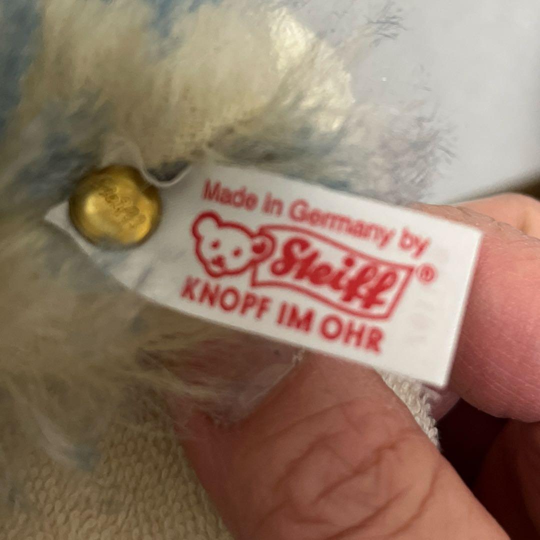 シュタイフ 箱入り ブルー 刺繍 新品未使用 テディベア 限定 白タグ 値下げ