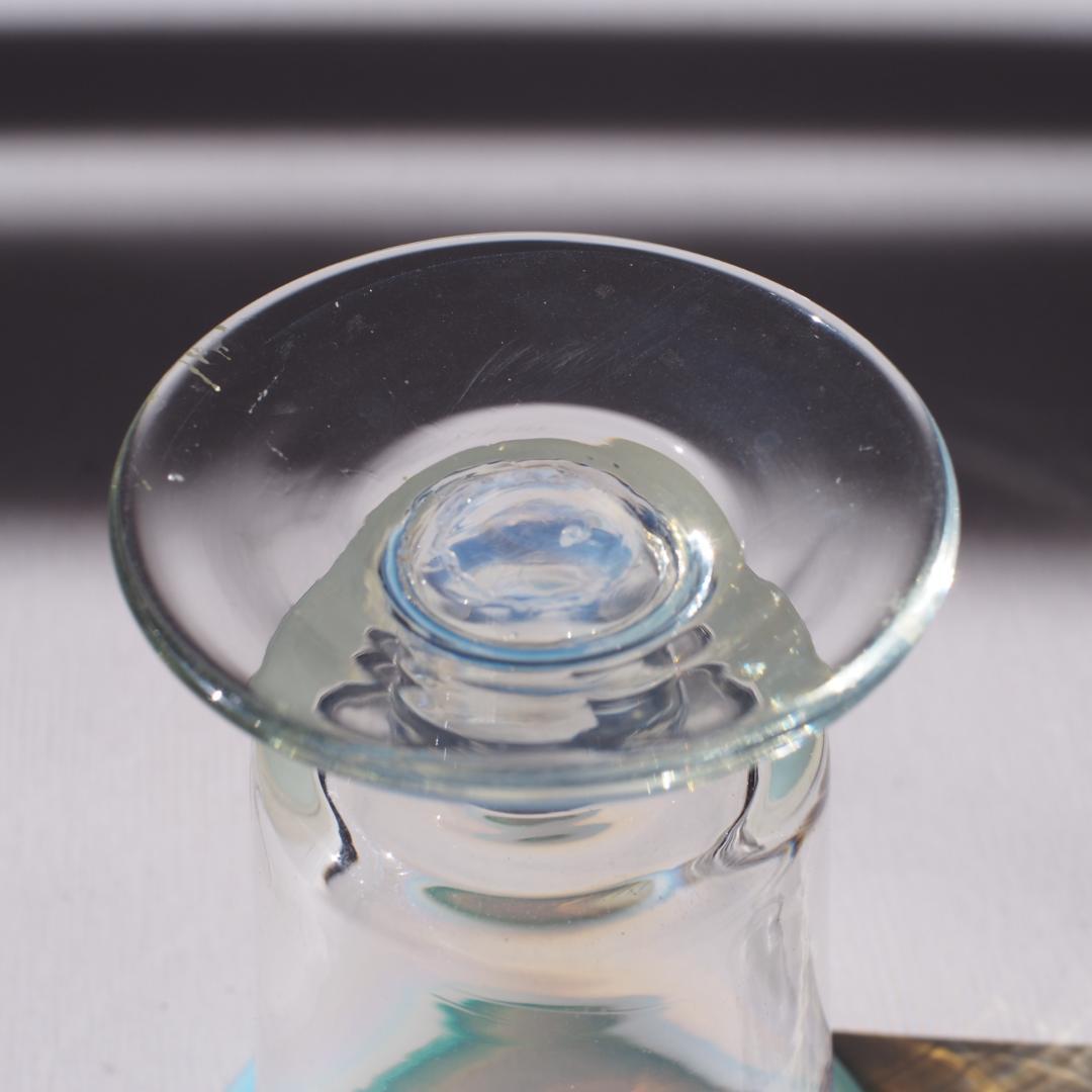 氷コップ ベル型 乳白ぼかし 青 / 明治 大正