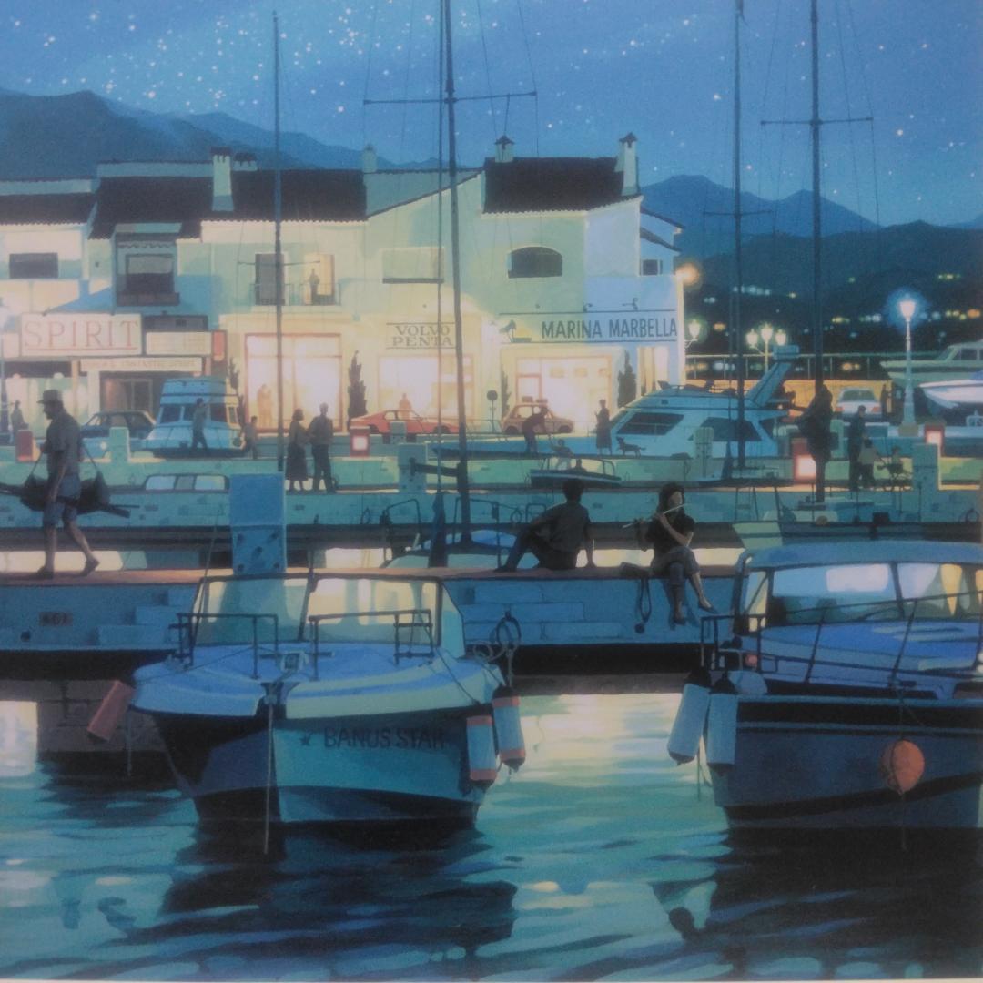 笹倉鉄平　プエルトバヌス　中古　大判額装アートポスター