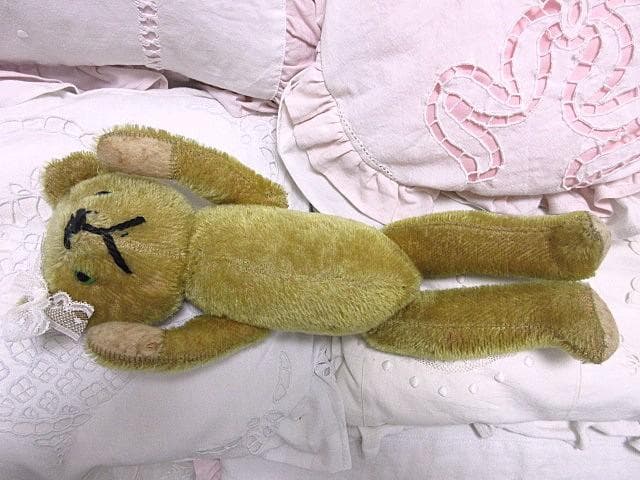 丁寧な造りの秀逸ベアさん■　アンティークベア　テディベア　■お供のパニエ