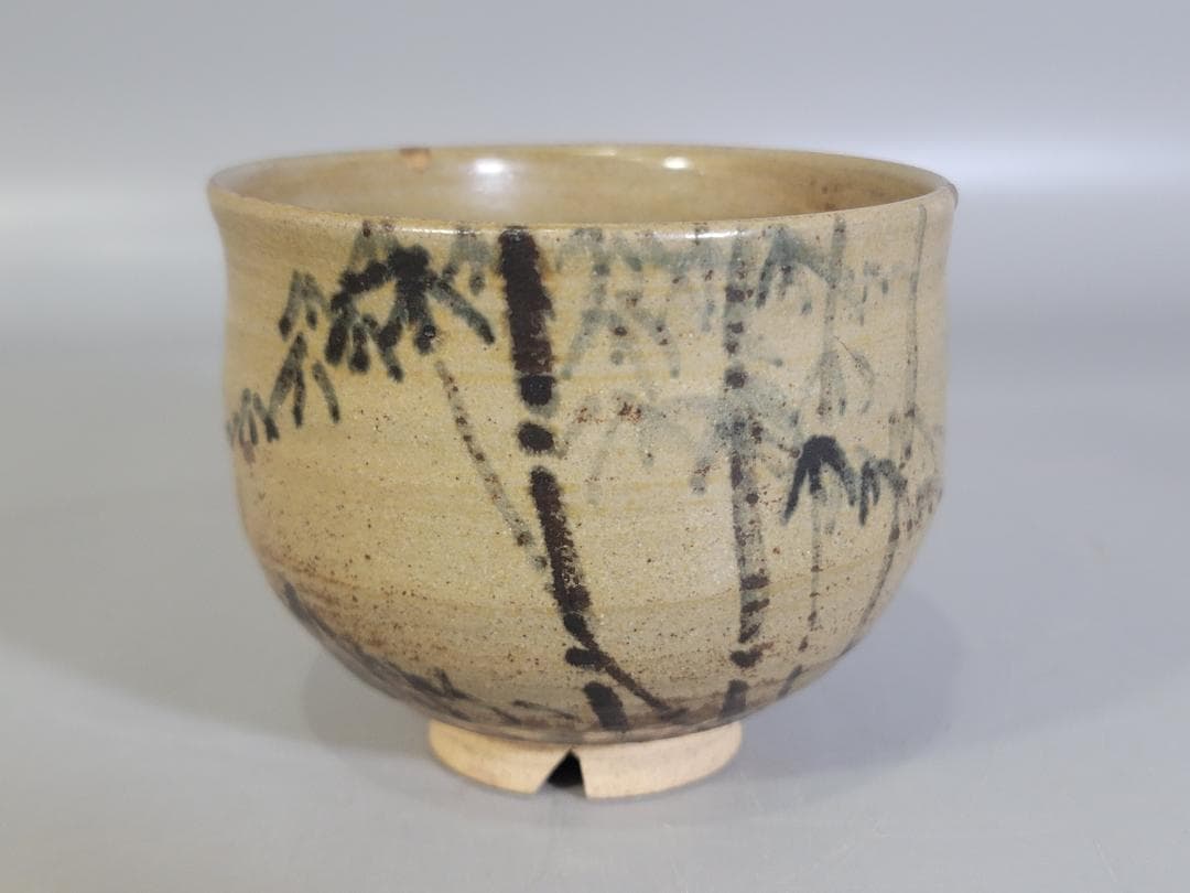 DT181 茶道具 虫明 むしあけ 竹絵 茶碗 宗完 書付 古美術