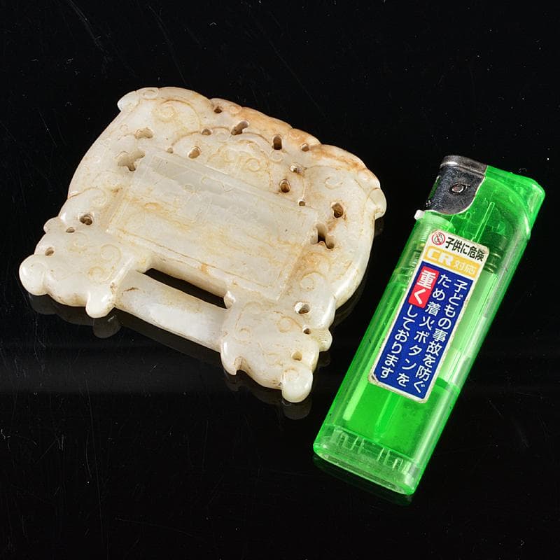 中国　玉石白玉彫刻　玉器　玉壁　玉飾　玉珮　M　R5484
