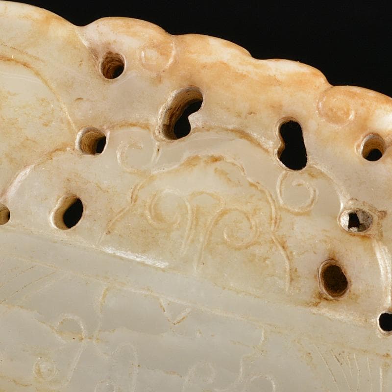 中国　玉石白玉彫刻　玉器　玉壁　玉飾　玉珮　M　R5484