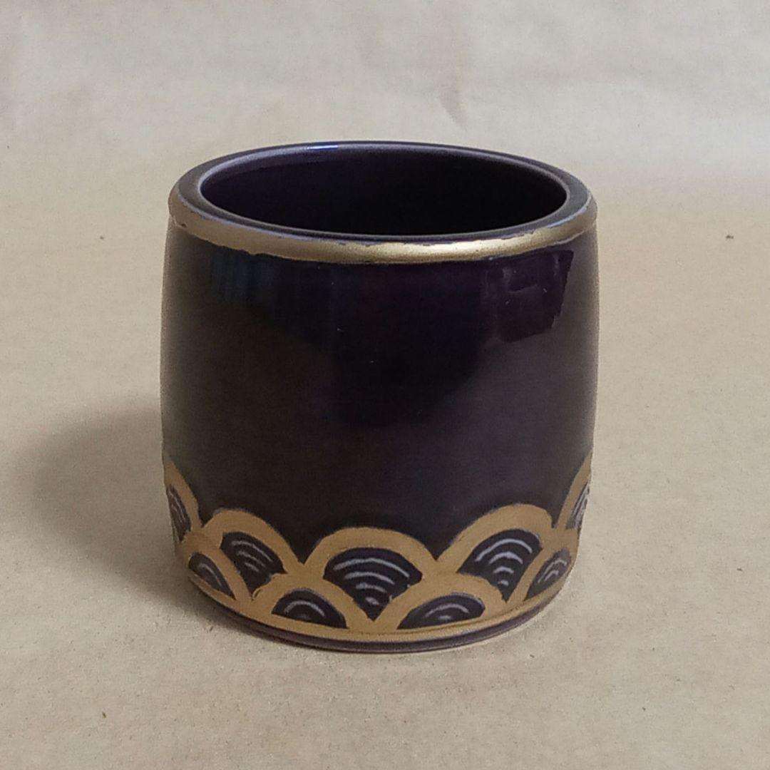 紫交趾　建水　蓋置　青海波文