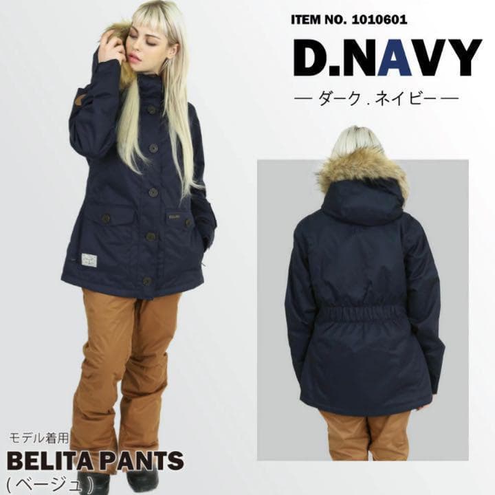 スノボ ウエア レディース 上着 紺 冬 スキー フード付き ファー 防寒