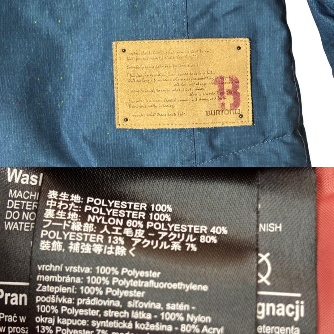 【美品】Burton バートン　スキーウェア　上下セット　ファー付き　M