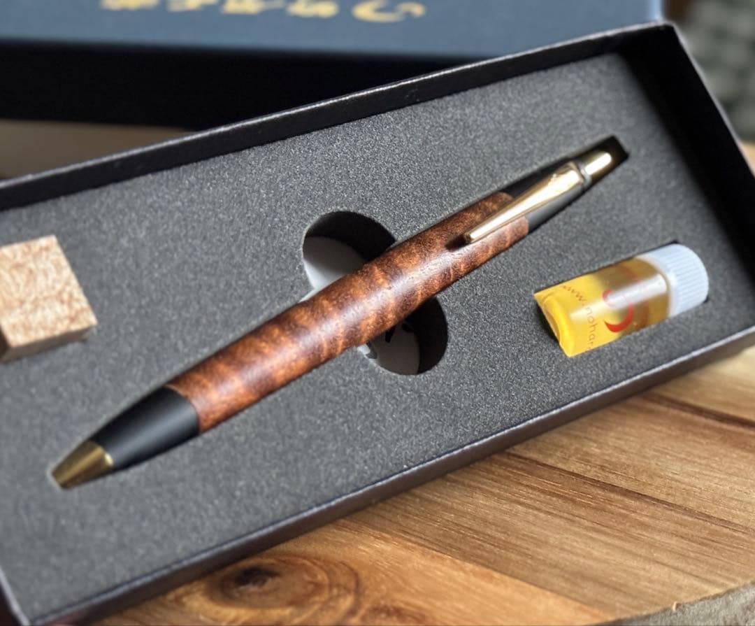 野原工芸　サペリ杢　スリムボールペン