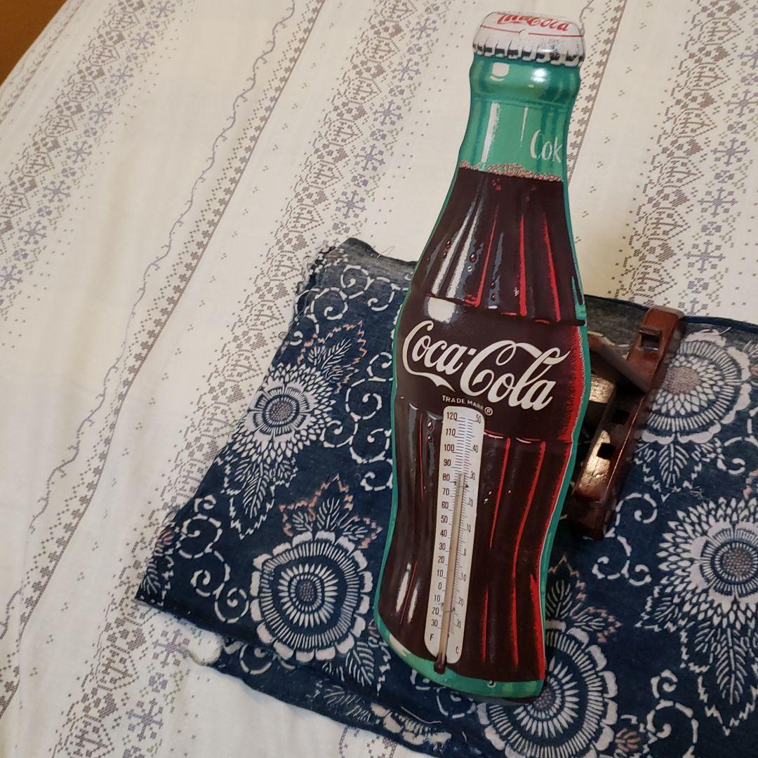 昭和レトロ❗コーラ　ブリキ看板(中古/42cm/温度計付き)