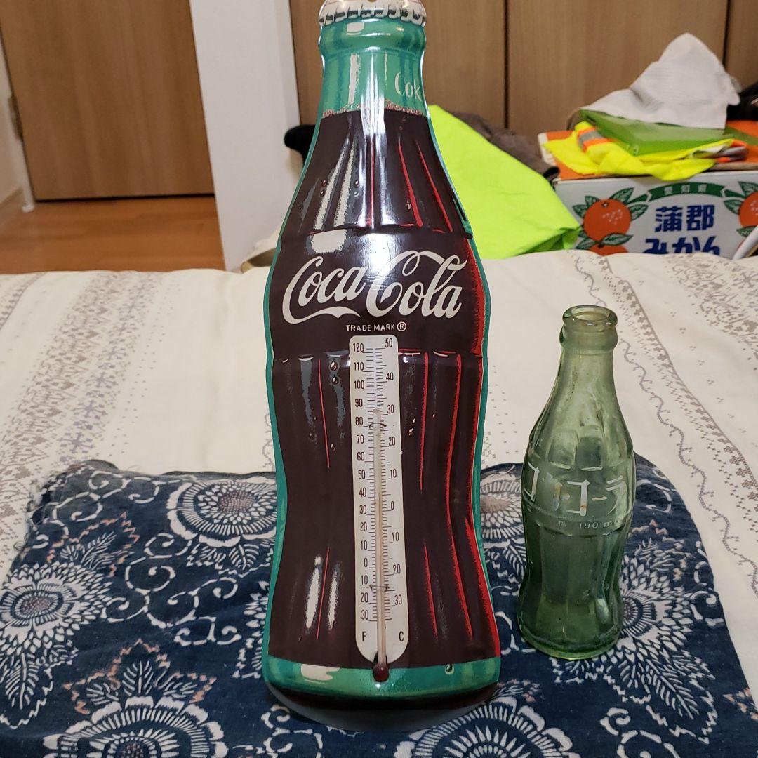 昭和レトロ❗コーラ　ブリキ看板(中古/42cm/温度計付き)
