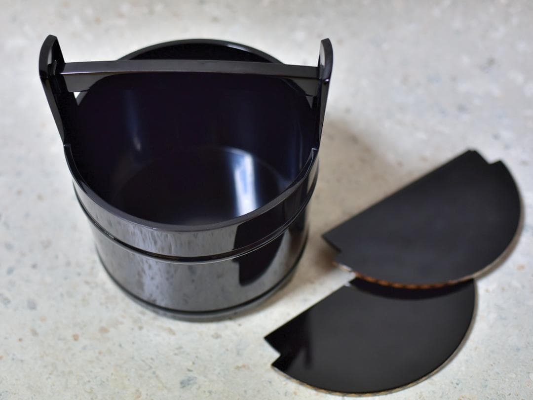 輪島塗　真塗手桶，水指　【極上品】象嵌入り　共箱/お茶道具