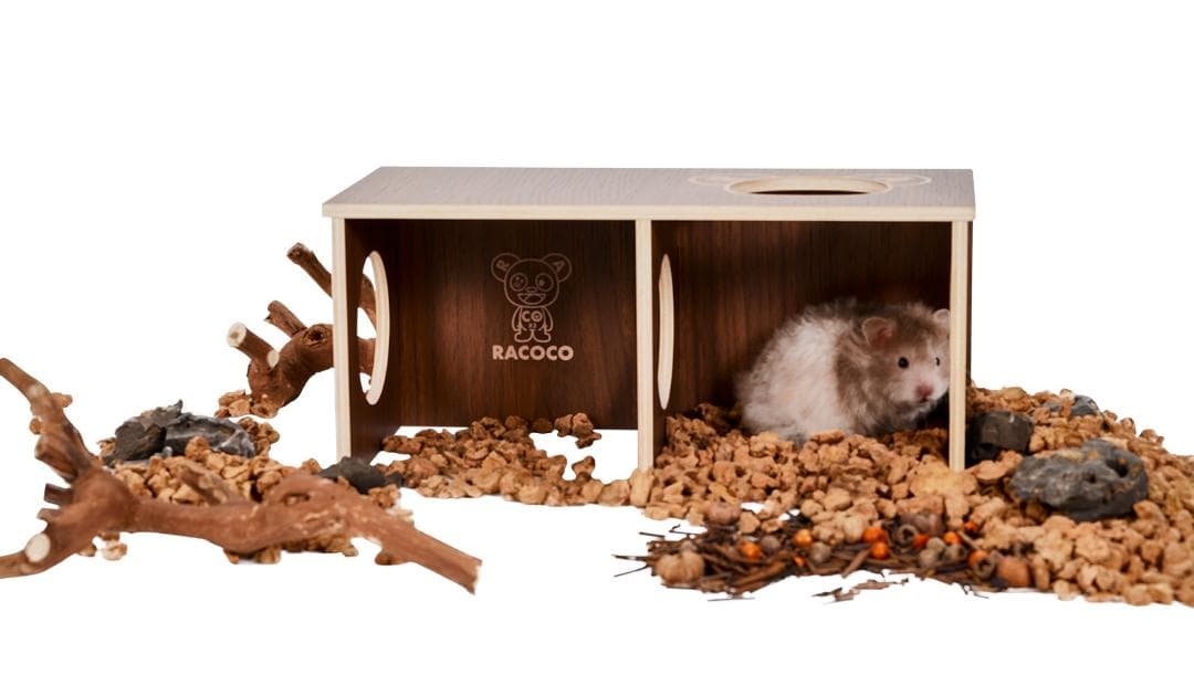 RaCoCo 小動物用木製ハウス 2穴付き