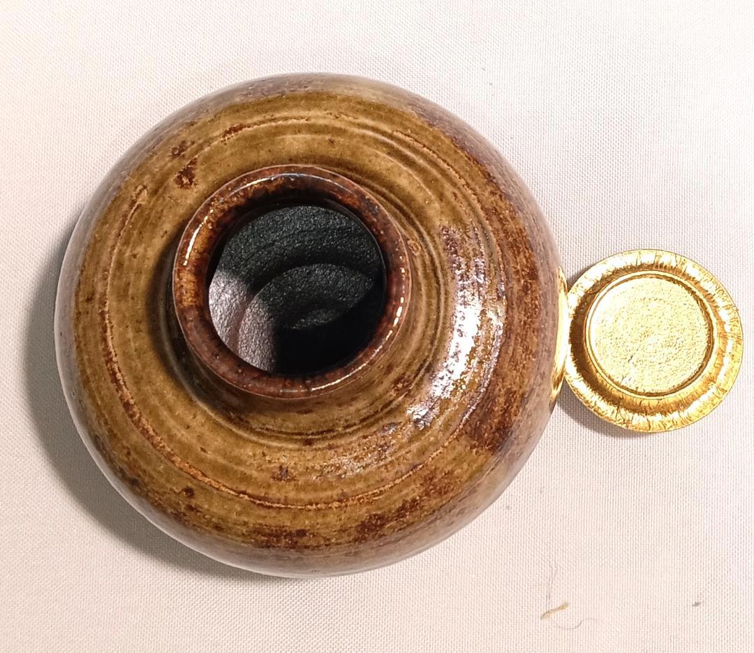 茶道具　中興名物茶入　美濃光寿作　中興名物相坂丸壺茶入　相坂金襴仕覆付　美品！！