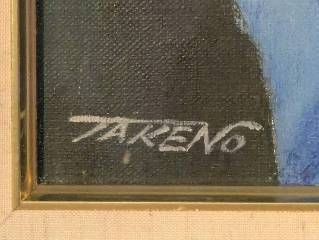 【真作】絵画　水落たけ乃　油彩8号　初夏　青き装いの麗人　和装美人画　U176