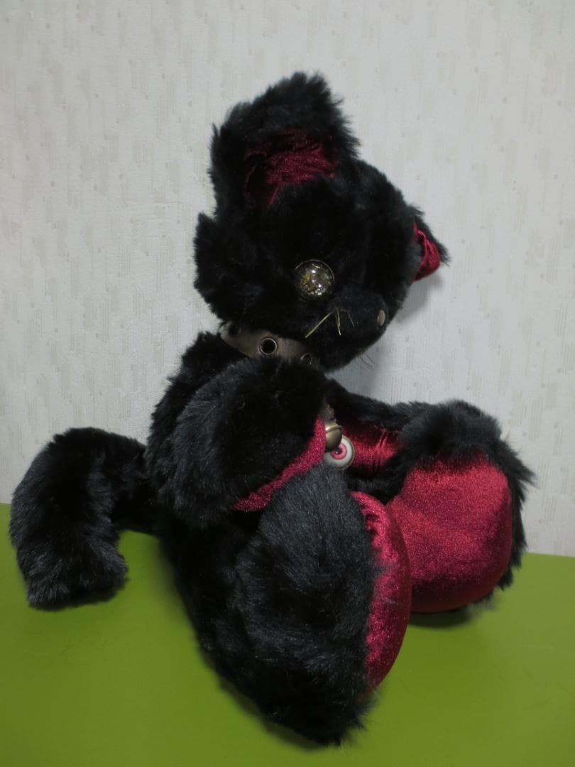 ハンドメイド　スチームパンク黒猫　55㎝　ネコ　猫又ぬいぐるみ　BIG