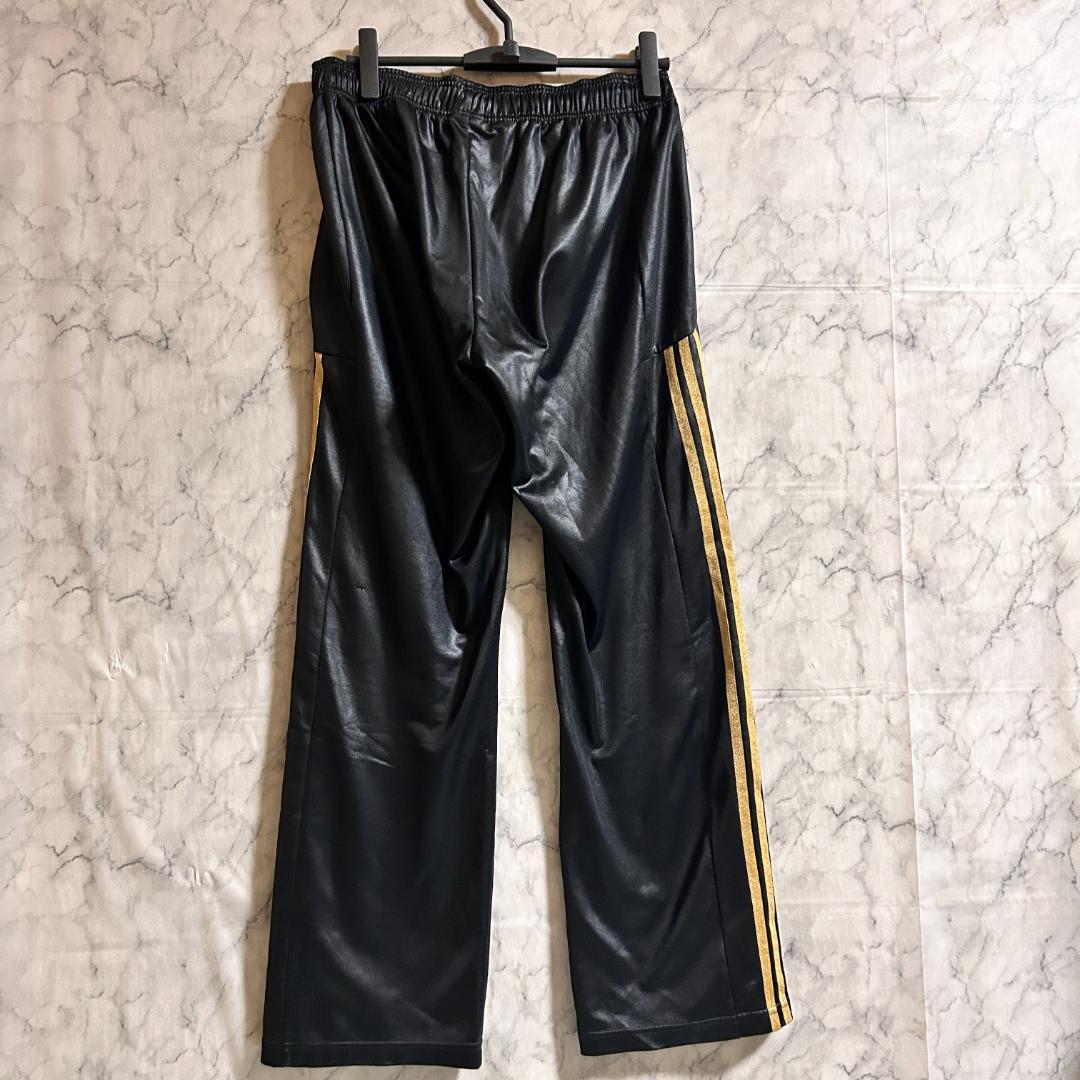 希少 adidas アディダス レザー調 光沢 上下 セットアップ ジャージ L