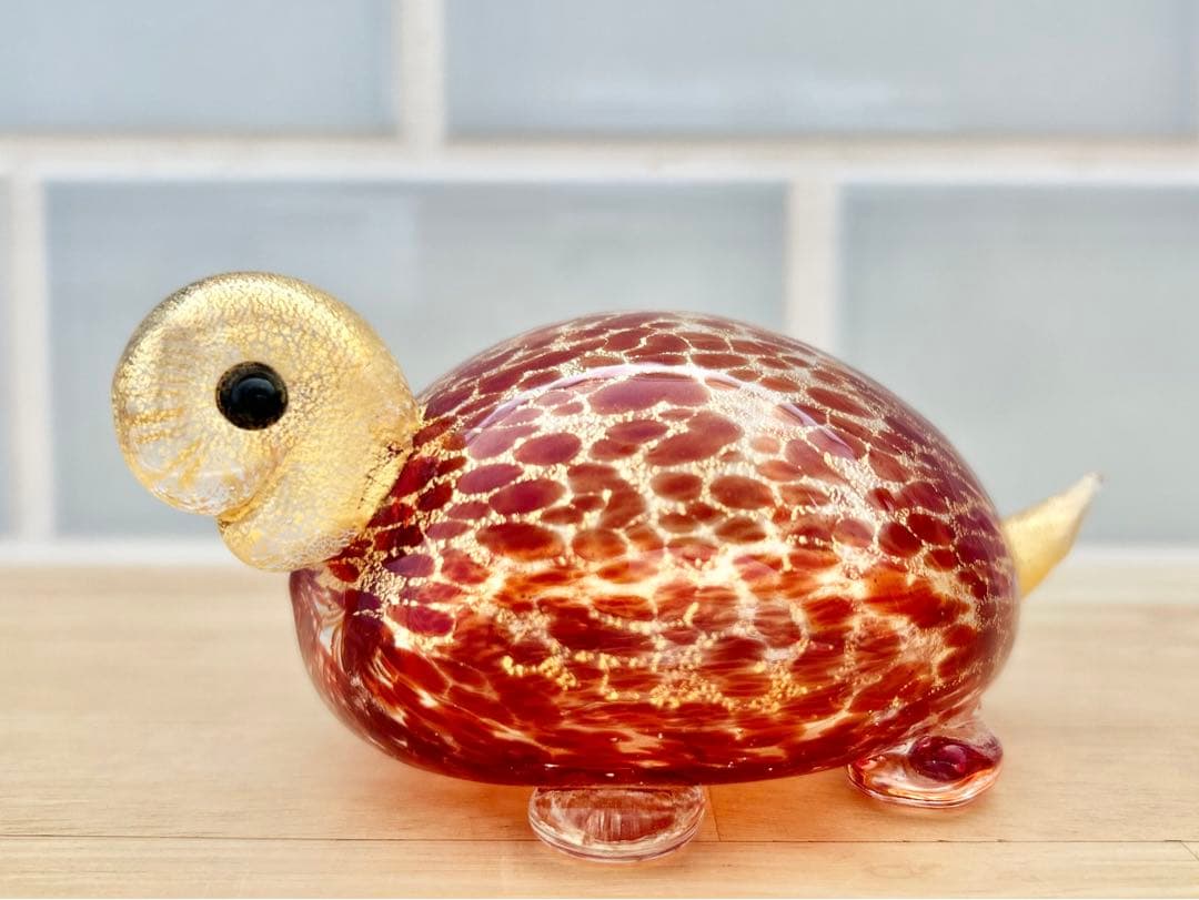 ベネチア ガラス murano ムラーノ ムラノ ヴェネチアグラス 亀 ゴールド